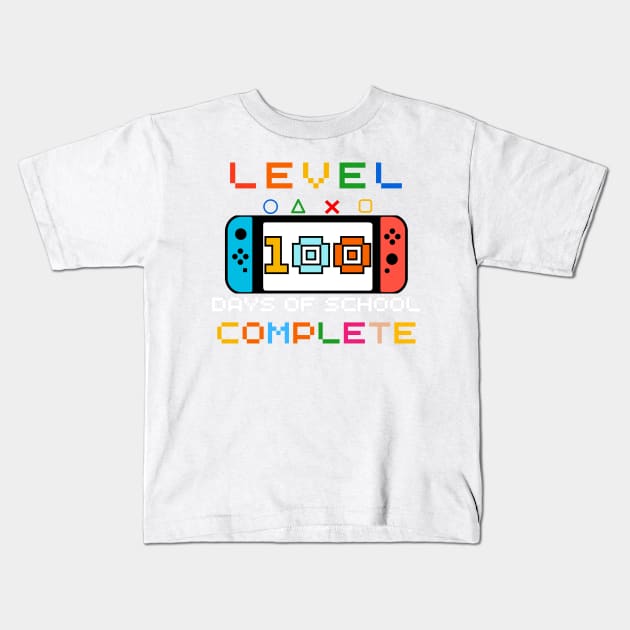 Gamers Level 100 Days of School Unlocked Gift for Student & Teacher Kids T-Shirt by Emouran